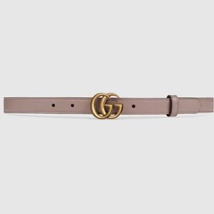GUCCI Leather Belt with Double G buckle - dusty pink leather - 75